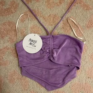 PRINCESS POLLY purple halter crop top